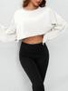 Camiseta de Algodón Estilo Urbano Manga Larga para Mujer 230g Algodón Puro Amazon Cuello Redondo Primavera y Otoño Sudadera Holgada Corta