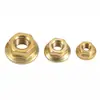 Tuerca de Brida Dentada de Latón H62 Tuerca de Brida Hexagonal Antideslizante Tuerca de Brida de Diente de Flor Antiaflojamiento M3M4M5M6