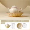 Bule Pequeno Bege Kiln Ru com Esmalte de Banha para Infusão de Chá, Bule de Chá de Cerâmica, Bule Individual para Uma Pessoa, Utensílio de Chá, Conjunto de Chá Kung Fu