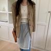 Traje de Chaqueta con Cuello de Solapa Simple, Bolsillos Dobles con Solapa, Color Maillard, Estilo Retro Francés