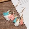 Joyería Transfronteriza Estilo Étnico Borla Gancho para la Oreja Aretes de Hoja de Metal Personalizados Aretes Populares en Internet para Mujer Combinan con Todo para el Cabello