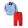 Roupas Infantis Masculinas Europeias e Americanas Roupa Infantil Nova Cruzada Primavera e Outono Terno Infantil Camisa de Manga Longa Infantil Calças Roupa para a Temporada Escolar