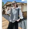 Colete de tricô com bordado floral estilo japonês e gola redonda para mulheres, peça externa solta sem mangas para usar sobre suéteres no outono