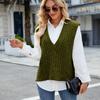 Comércio exterior transfronteiriço europeu e americano Amazon Independent Station Novo colete Retro Twist Rope Pullover V-neck sem mangas camisola para mulheres