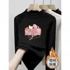 Ropa interior térmica de forro polar para niñas, cuello medio alto, estampado de dibujos animados, capa interior cálida, top de forro polar cepillado para niños, ropa para niños, manga larga