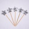 Conjunto de 5 Bandeirinhas Decorativas para Bolo, Estrela de Cinco Pontas e Coração em Couro PU de Alto Brilho Espelhado Toppers para Mesa de Sobremesas, Bandeirinhas com Palito