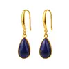 Plata de Ley S925 Chapada en Oro Incrustada con Lapislázuli Afgano Natural Gancho Largo Simple Elegante Versátil Pendientes Blancos