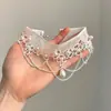 Colar de Renda Branco com Pérolas Artificiais Estilo Francês para Mulheres, Novo Modelo Popular, Corrente para Clavícula de Luxo Leve de Nicho High-End