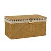 Cesta de almacenamiento tejida de algas marinas con tapa dormitorio estudio sala de estar cesta de almacenamiento rectangular caja de almacenamiento de artículos de papelería de escritorio