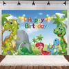 Fondo de fotografía de cumpleaños con temática de dinosaurios y animales de la jungla forestal, tela con diseño de escena amazónica, pancarta decorativa