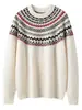 Suéter de Cashmere Macio e Amigo da Pele com Gola Redonda e Trançado Ilha de Man Outono/Inverno Novo Suéter Pulôver Macio Estilo Preguiçoso para Mulheres Tricô