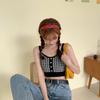 Nuevo Camisola de Cuadros Ropa Interior de Mujer Estilo Hyuna Corta Ombliguera Tejida Camiseta Base Top Negro Talla Única
