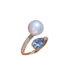 Acessórios DIY Prata de Lei S925 Diamante Azul Anel de Pérola de Luxo Leve Base para Anel Semi-acabado Montagem de Anel Artesanal 8-12mm