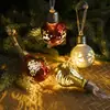 Bolas de Navidad de Plástico Más Vendidas Transfronterizas Colgantes Luminosos para Árbol de Navidad Colgantes de Bola Decorativos Electroplateados con Bombilla Colgantes de Bola