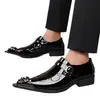 Superventas de Amazon Transfronterizo Cabeza de Hierro Tamaño Grande Estilo Británico Moderno Casual Zapatos de Cuero para Hombre Formal de Negocios - 25731