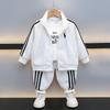 Conjunto Rayado Tricolor para Niños Primavera y Otoño 2026 Nuevo Estilo de Otoño Cardigan Fresco para Bebé Ropa Deportiva Conjunto de Dos Piezas Moderno