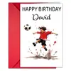 Tarjeta de Cumpleaños Exclusiva para Fans con Silueta de Fútbol + Trofeo y Banderas de Colores, Mensaje Divertido de Cumpleaños, Set de Tarjetas de Felicitación con Sobre Rojo