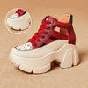 Zapatillas Dad de Moda para Mujer con Tacones Súper Altos, Verano con Pedrería Transpirables Huecos Plataforma Suela Gruesa Zapatos Deportivos 2026 Versátiles Casuales