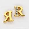 8MM Dourado Meio Diamante Letra DIY Acessórios de Joia Peças Vestíveis Acessórios Liga de Zinco Contas de Letras Inglesas