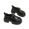 Zapatos de Cuero Estilo Británico de Nuevo Estilo Primavera 2026 para Mujer, Zapatos Slip-On Gruesos de Punta Ancha de Moda, Mocasines Elegantes y Versátiles