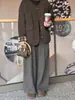 Pantalones Casuales de Pierna Ancha Color Gris Oscuro para Mujer, Nuevo Estilo de Primavera, Tallas Grandes, para Figuras Petites, de Cintura Alta, Corte Holgado, Adelgazantes, Pantalones Curvos