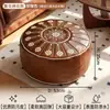 Banqueta de couro para sofá preguiçoso, banqueta de assento com armazenamento, estilo marroquino, tambor redondo de armazenamento multifuncional, banquinho para os pés
