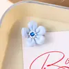 Acessório de elástico de cabelo em malha leve com flor tridimensional de cinco pétalas, acessório de tecido com centro de strass e contas, flor de cinco pétalas, atacado