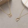 Exquisito Nuevo Diseño Nicho Oro 14K Simple Combinable Lindo Colgante Cadena Clavícula Becerro Ciervo Incrustado Diamantes