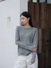 Liquidación a Precio Especial | Cadena de Suministro de Comercio Electrónico Básico Clásico Megan Camiseta de Manga Larga con Cuello Redondo de Lyocell Tencel Lana