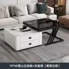 Mesa de centro de lujo ligero para sala de estar, uso doméstico, vidrio y losa de roca, mesa de moda, minimalista moderno, apartamento pequeño, nueva combinación cuadrada