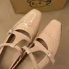 Versão em pele de ovelha~Sapatos Mary Jane com salto interno para aumentar a altura para mulheres, tira com fivela única, bico quadrado, vazados respiráveis, sapatos de salto único para usar com saia