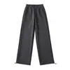 Pantalones de Chándal de Tiro Bajo Largos para Mujer 2024 Primavera y Verano Nuevo Estilo Holgados Casual Versátiles Aspecto Adelgazante Pierna Ancha con Cordón Doble Uso Pantalones de Pierna Ancha