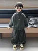 Conjunto de Sudadera con Cremallera Media para Niños de Primavera y Otoño Estilo Coreano Conjunto Deportivo de Dos Piezas para Niños Pequeños y Medianos Ropa Fresca de Comercio Exterior