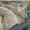 Juego de Ropa de Cama de Algodón Puro con Acolchado Estilo Ins para Maternidad y Bebé, Juego de Cuatro Piezas, Funda de Edredón de Gasa de Doble Capa, Sábana, Juego de Tres Piezas para Dormitorio Estudiantil