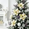Flores Decorativas de Natal Transfronteiriças Adequadas para Guirlandas de Cipó e Decorações de Árvore de Natal, Podem Ser Equipadas com Hastes de Flor com Clipe, em Estoque do Fabricante