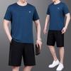 Traje Deportivo para Hombre Verano Manga Corta Pantalones Cortos Seda de Hielo Ropa Deportiva Hombres de Mediana Edad y Mayores Traje Delgado de Verano para Papá