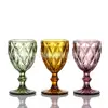 Venta al por mayor de fábrica color europeo relieve vidrio copa de cristal copa de vino tinto copa de diamante engrosada