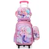 Mochila Escolar de Cuero 3D de Arrastre Juego de Tres Piezas Mochila de Arrastre Infantil de Dibujos Animados Bolsa de Almuerzo Venta Directa de Fábrica