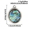 Acessórios de Pingente em Aço Inoxidável Incrustados com Concha de Abalone Natural e Concha Branca, Pingente Oval Coração Vintage para Decoração de Colar DIY