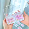 Nuevas Uñas Portátiles para Niños, Parches de Manicura Cortos, Parches de Uñas Postizas Portátiles y Extraíbles, Manicura de Dibujos Animados Lindos