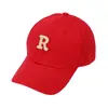 Boné de Baseball com Letra R Versátil Casual Aba Curva Aba Reta Chapéu de Sol Chapéu Bordado para Homens e Mulheres