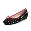 Zapatos de lunares para mujer con forro de crin de caballo, nuevos zapatos planos de otoño con punta redonda y lazo, zapatos poco profundos estilo coreano para mujer