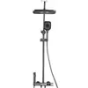 Juego de cabezal de ducha presurizador de baño todo cobre-todo aluminio en color gris plomo con botones de piano y control termostático