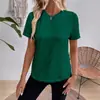 2026 Amazon Europeo y Americano Comercio Transfronterizo Verano Nuevo Color Sólido Cuello Redondo Manga Corta Holgada Camiseta Camiseta Básica