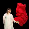 Leque de dança Wanjiang mudança gradual leque longo dança quadrada dança clássica leque longo de seda vermelha leque de performance de palco dança de leque