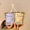 Perro de Línea Dibujo Animado Dopamina Pareja Escalera Taza para Enjuague Bucal High-Value Acero Inoxidable Simple Taza para Lavar