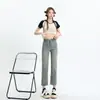 Jeans Rectos de Cintura Alta para Mujer Primavera y Otoño 2026 Elásticos Sueltos Adelgazantes Tallas Grandes Pantalones Cigarrillo Estrechos para Mujeres Petites