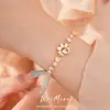 Pulseira em ouro maciço 18K banhada a zircônia em formato de lua e coração, pulseira de luxo discreto, acessório versátil para o dia a dia, joias de alta qualidade para atacado