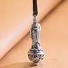 Pingente em prata de lei s999 seis palavras mantra Buda Maitreya sorridente corrente para suéter masculino e feminino pingente de prata