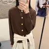 Cárdigan de Punto de Terciopelo de Mapache Estilo Coreano Suave para Mujer 2025 Otoño Nuevo Suéter Chaqueta Top Suave Ceroso